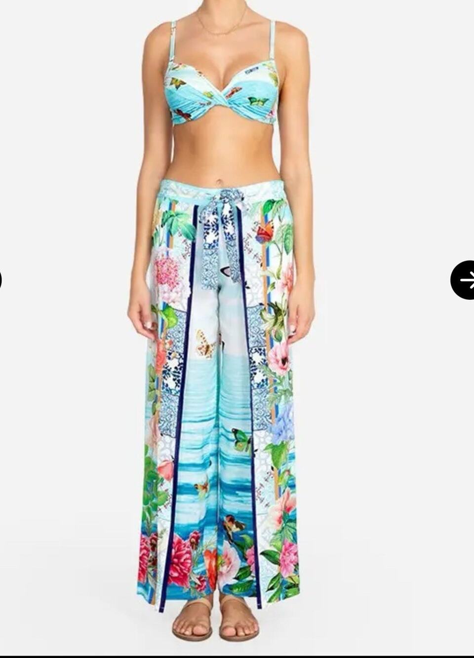 2 PC *OFFERS* Johnny Was Costa Azul Top L & Wrap Pants XL Butterfly Flower $389